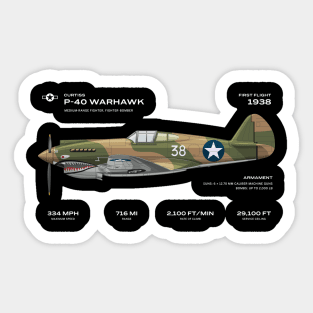 ww2 fighter plane curtiss p-40 warhawk aircraft world war 2 Sticker